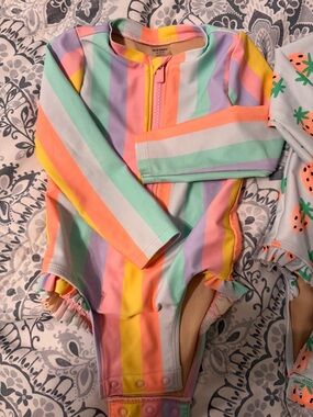 Old Navy Pastel Rainbow Stripe Long-Sleeve One-Piece